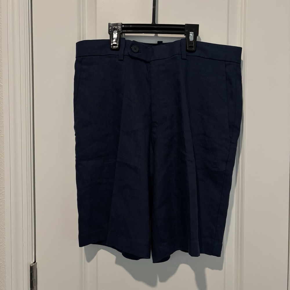 Cubavera NWT Men's Blue Dress Shorts‎ 30 Inseam 9" Linen Blend